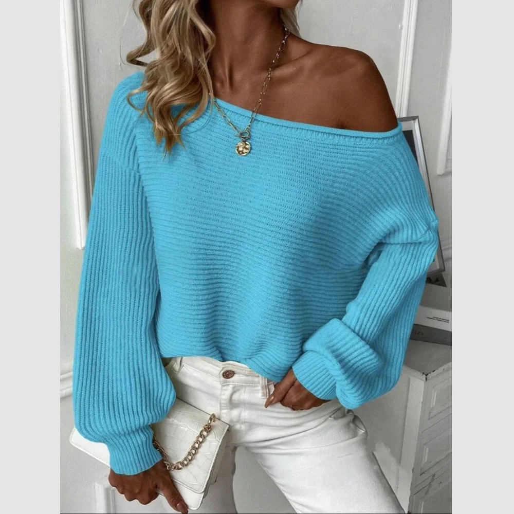 Luxe cream off shoulder knit sweater top